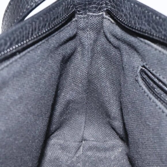 BURBERRY Shoulder Bag Leather Black Silver Auth am8354 - Picture 11 of 16